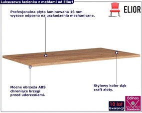Nowoczesny blat do łazienki dąb craft złoty 140 cm H4-M35
