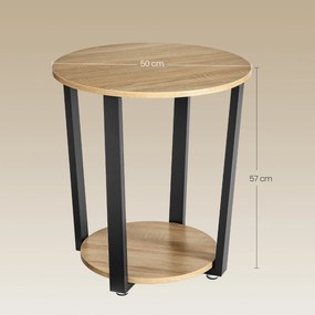 Stolik Okrągły z Półką - sonoma - LET057B11