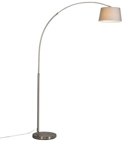 Luk Nowoczesna lampa łukowa ze stali z szarym abażurem z tkaniny - Arc Basic Nowoczesny Oswietlenie wewnetrzne