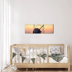 Obraz - Rozbity statek (z zegarem) (90x30 cm)