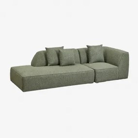 Sofa Narożna Cardea 2-częściowa Modułowa Z Lewym Tapicerowanym Szezlongiem Bouclé Salvia Zieleń - Sklum