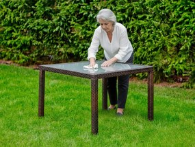 Kwadratowy stół z brązowego technorattanu 100 x 100 cm