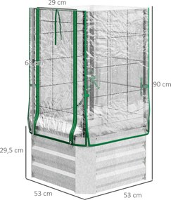 Outsunny Hochbeet, szklarnia, zestaw 3-częściowy, z kratką wspornikową, pokryciem z tworzywa sztucznego, 53 x 53 x 90 cm