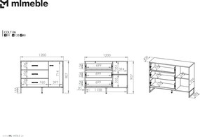 Komoda COLIN 06 1D3S 120 dąb złoty craft/czarna ML MEBLE