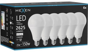 Mexen Nova 6x żarówka LED E27, A95, 25W, Neutralna - 4000K, 2625 lm - L100-E27-2540-01x06