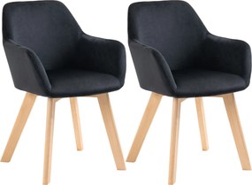 HOMCOM Krzesła Jadalniane Zestaw 2 Nowoczesny Design Aksamit Drewno Kauczukowe 54x57x80 cm Czarne | Aosom PL