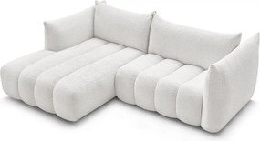 Biały narożnik z materiału bouclé (lewostronny/z szezlongiem) Azra – Bobochic Paris