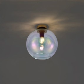 Lampa sufitowa Art Deco złota ze szkłem w kolorze tęczy - Sandra