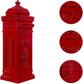 Skrzynka na listy antyczna czerwona