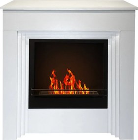 Biokominek stojący BELLINI z białego drewna, wyprodukowany we Włoszech, dł. 96 x gł. 35 x wys. 96