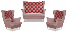 Zestaw uszak CAROL DUO sofa fotele Family Meble różowo - czerwony