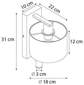 Nowoczesny Kinkiet / Lampa scienna czarny z szarą okrągłą lampką do czytania - Puglia Nowoczesny Oswietlenie wewnetrzne