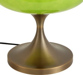 Lampa stołowa retro ciemny brąz z zielonym szklanym kloszem 31cm - Glaze