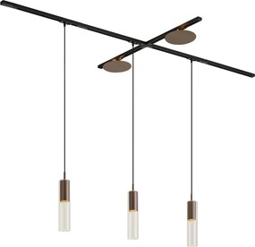 Nowoczesny system szynowy czarny z 3 lampami wiszącymi i 2 lampami sufitowymi brązowy 1-fazowy - Iconic Lloyd Pulley