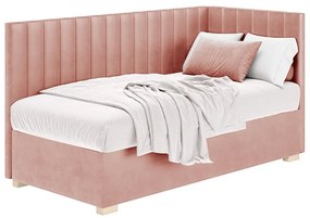 Różowe narożne łóżko dziecięce ze schowkiem i materacem 90x200 cm Snugi – Ghado