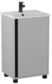 Zestaw Szafka z umywalką FOX 49 cm chinchilla szara/czarna KROFAM