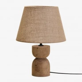 Lampa Stołowa Z Drewna Mango Diniz ↑18 Cm & Ø30 Cm - ↑20 Cm Alidara - Sklum