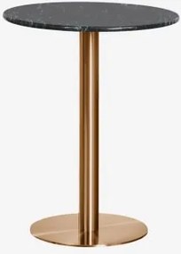 Okrągły Barowy Stół Z Naturalnego Kamienia Xiren Ø60 Cm & Zielony Marmur Big Flower - Szczotkowane Różowe Złoto - Sklum