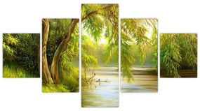 Obraz - Wierzba nad jeziorem, obraz olejny (125x70 cm)