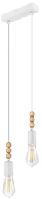 Lampa wisząca SIMON 2xE27/60W/230V biała/dąb