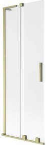 Mexen Velar L parawan nawannowy 2-skrzydłowy rozsuwany 75 x 150 cm, szron, złoty szczotkowany - 896-075-003-31-55