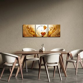 Obraz - Malowanie rąk pełnych miłości (z zegarem) (90x30 cm)