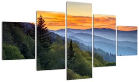 Obraz - Czerwone chmury w górach (125x70 cm)