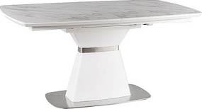 Stół SATURN II CERAMIC 160(210)x90 biały marmur/biały mat rozkładany