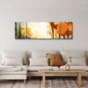 Obraz - Jesienny krajobraz, ilustracja (170x50 cm)