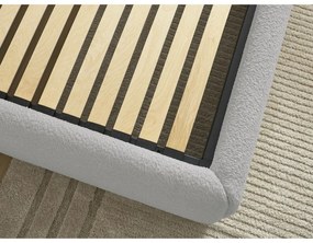 Jasnoszare tapicerowane łóżko dwuosobowe ze schowkiem/bez zagłówka ze stelażem 180x200 cm Inera – Bobochic Paris