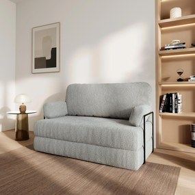 Masseno Sofa piankowa KESTE z funkcją spania, Kanapa z pianki do salonu, Bezmontażowa, Tkanina bucle – Jasnoszary QUELLE 83