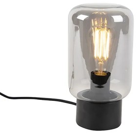 Designerska lampa stołowa czarna z dymionym szkłem - Bliss Cute