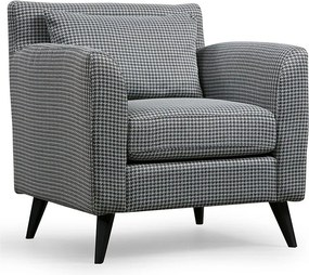 Elegancki fotel uszak, czarno-biały, 82 x 75 x 83 cm | Rama z drewna bukowego i płyty wiórowej, 100% poliester, przenośne poduszki | Idealny do