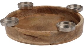 Świecznik z drewna mango Ø 40 cm, czteroramienny