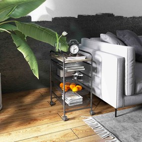 HOMCOM Wózek kuchenny na kółkach 4 kosze Stalowy regał przechowywania | Aosom PL