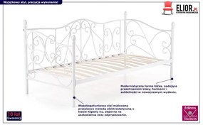 Białe pojedyncze metalowe łóżko jednoosobowe - Dolie 90x200