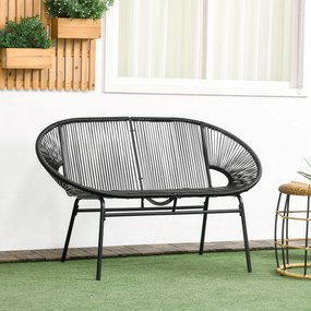 Outsunny Fotel Rattanowy w Stylu Boho, 132 cm x 72 cm x 83 cm, Czarny