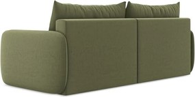 Zielona aksamitna rozkładana/ze schowkiem sofa 238 cm Kalena – Makamii