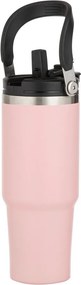 Jasnoróżowa podróżna butelka ze stali nierdzewnej 1 l Eco – Ladelle