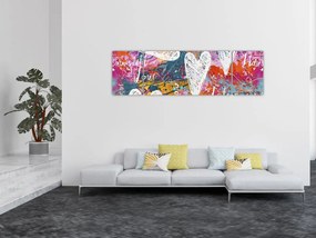 Obraz - Serce na abstrakcyjnym tle (170x50 cm)