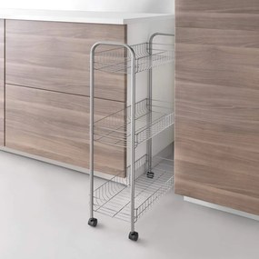 Regał na kółkach z 3 półkami Metaltex Ascona Slim De Luxe, wys. 84 cm