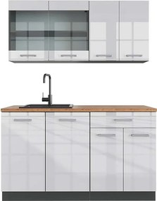 Pojedyncza kuchnia biały wysoki połysk/antracyt 140x60x81.6 r-line