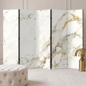 Parawan pokojowy 5-częściowy 225x172 Jednostronny dekoracyjny glamour Biały Marmur Ze Złotem