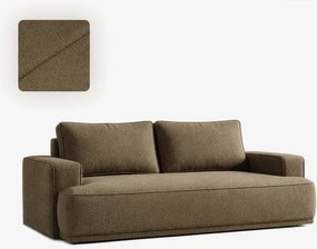 Sofa z Funkcją Spania CAMELIA Brązowa Boucle Japandi