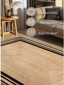 Czarny/w naturalnym kolorze dywan z juty dwustronny/tkany ręcznie 120x170 cm Jutta – Hanse Home