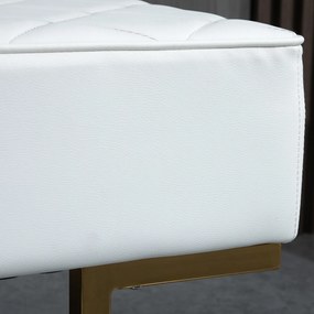 Ławka do sypialni Ławka do łóżka Ławka skrzyniowa imitacja skóry metal biały | Aosom.pl