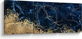 Obraz - Ciemnoniebieski marmur (z zegarem) (90x30 cm)