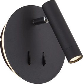 Nowoczesna czarna lampa ścienna z diodą LED i USB-C - Croft