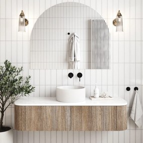 Umywalka betonowa nablatowa okrągła bez otworu na baterię 37 cm VIJA | różne kolory : Kolor - Biały (beton)