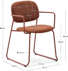 Metalowe krzesło z podłokietnikami w kolorze terakoty Meli – Kave Home